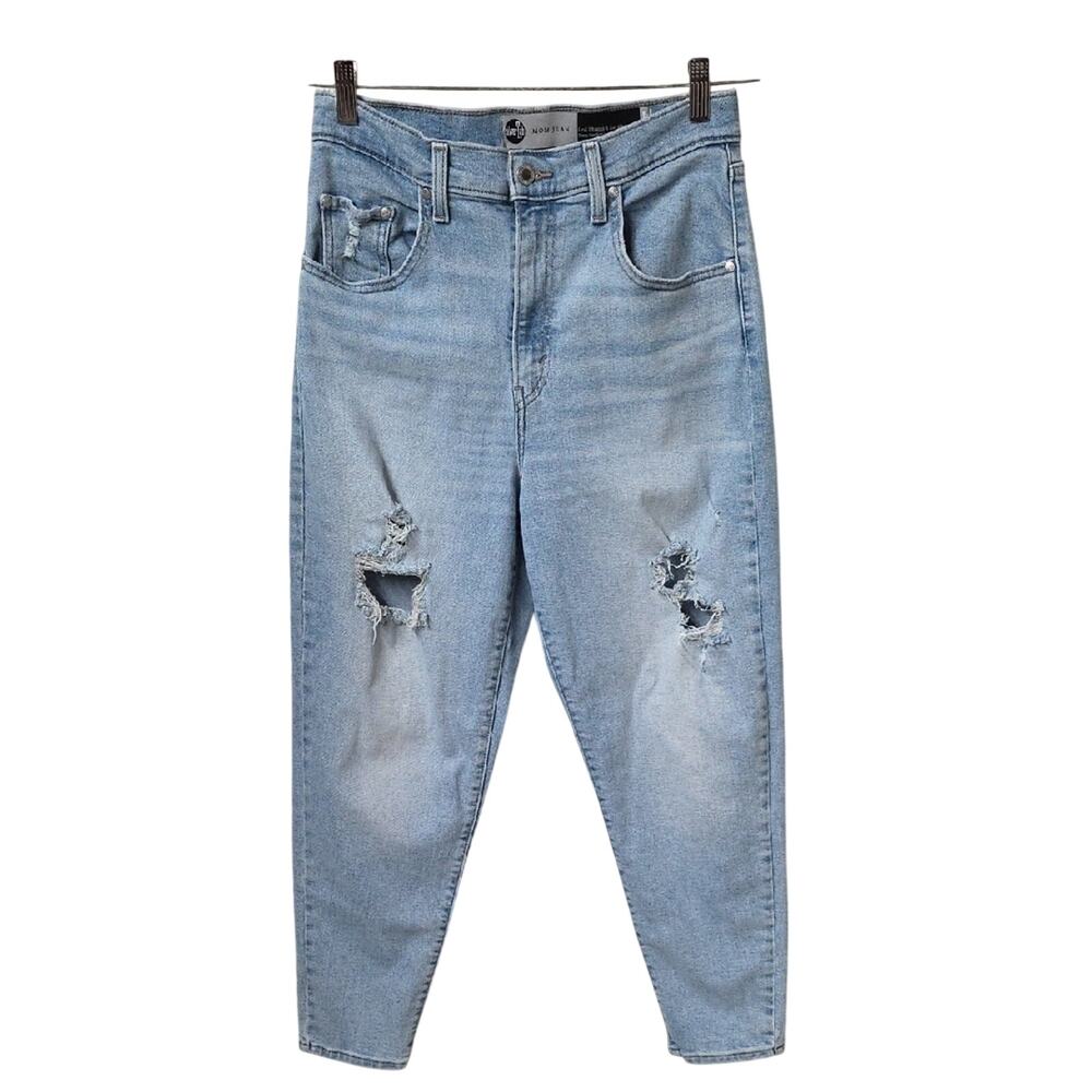 Levi's Silver Tab High Waisted Light Blue Distressed Mom Jean Womens 29 Waist